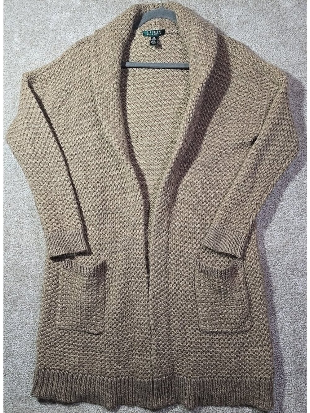 Lauren Ralph Lauren LRL Long Chunky Cardigan Open Front Pockets Shawl Women's 1X